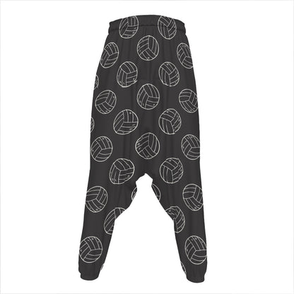 Black And White Volleyball Pattern Print Hammer Pants