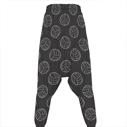 Black And White Volleyball Pattern Print Hammer Pants