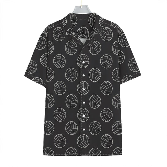 Black And White Volleyball Pattern Print Hawaiian Shirt