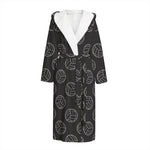 Black And White Volleyball Pattern Print Hooded Bathrobe