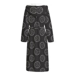 Black And White Volleyball Pattern Print Hooded Bathrobe