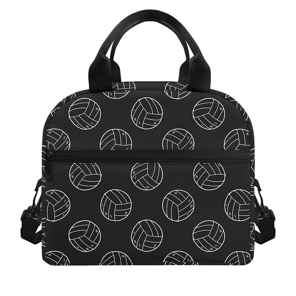 Black And White Volleyball Pattern Print Insulated Lunch Bag
