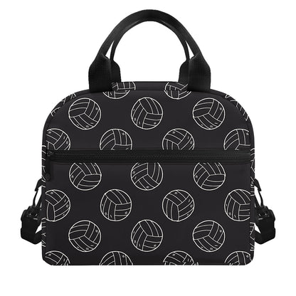 Black And White Volleyball Pattern Print Insulated Lunch Bag
