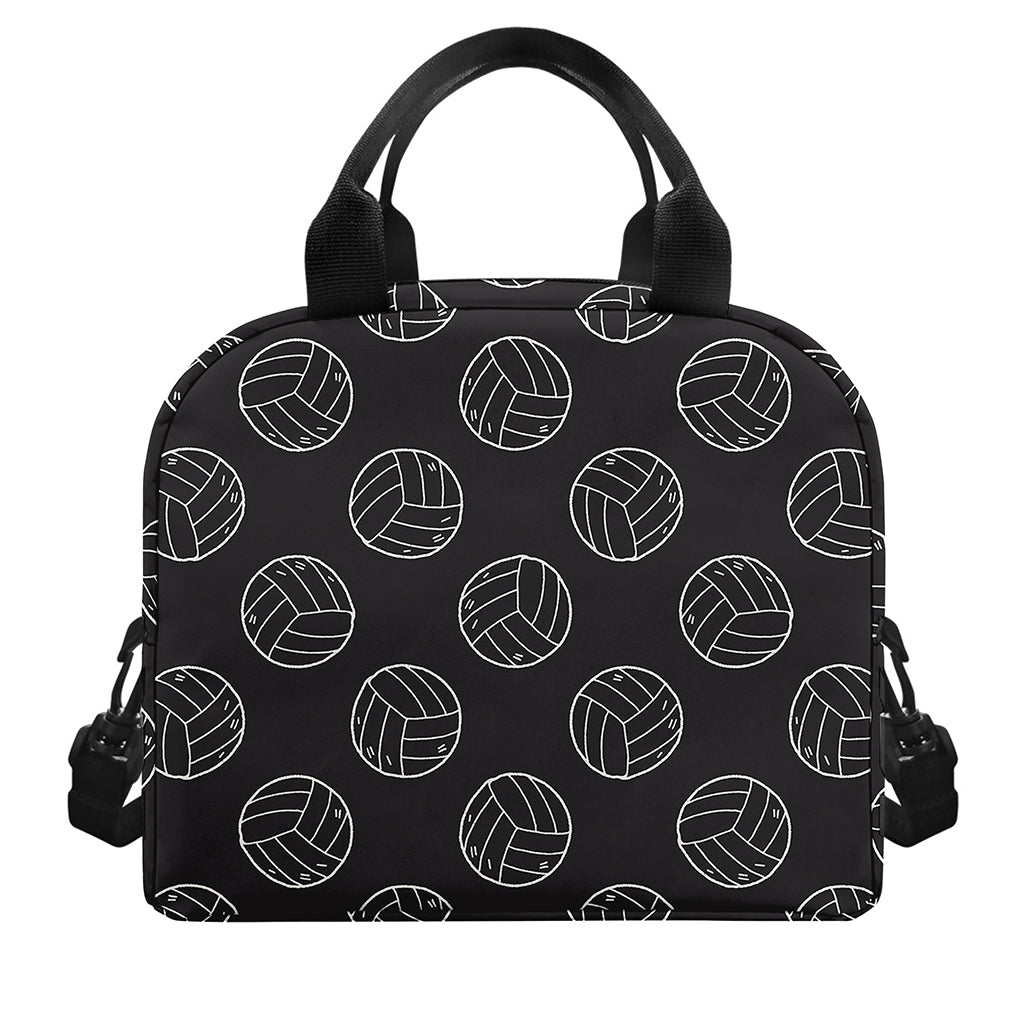 Black And White Volleyball Pattern Print Insulated Lunch Bag