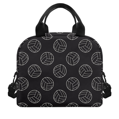 Black And White Volleyball Pattern Print Insulated Lunch Bag