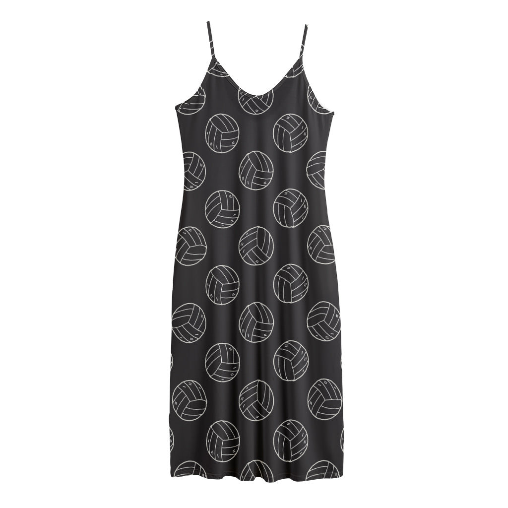 Black And White Volleyball Pattern Print Jersey Midi Cami Dress