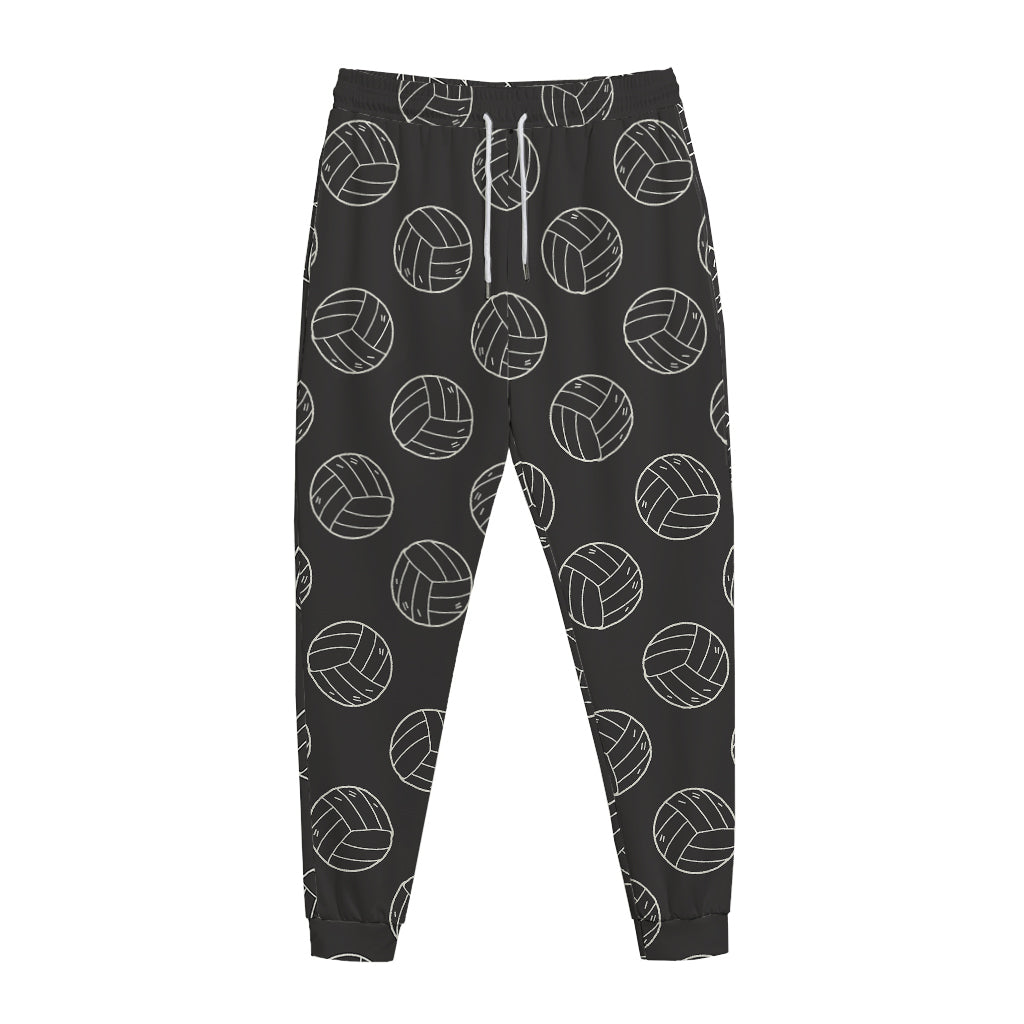 Black And White Volleyball Pattern Print Jogger Pants