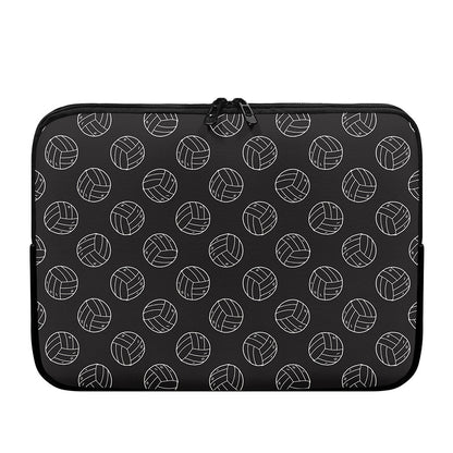 Black And White Volleyball Pattern Print Laptop Sleeve