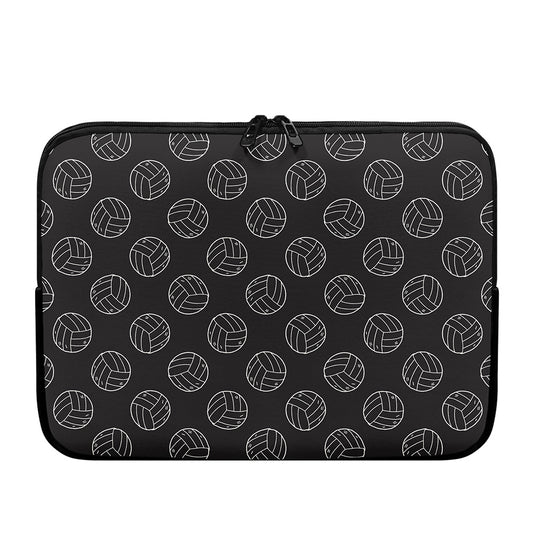 Black And White Volleyball Pattern Print Laptop Sleeve