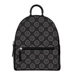 Black And White Volleyball Pattern Print Leather Backpack
