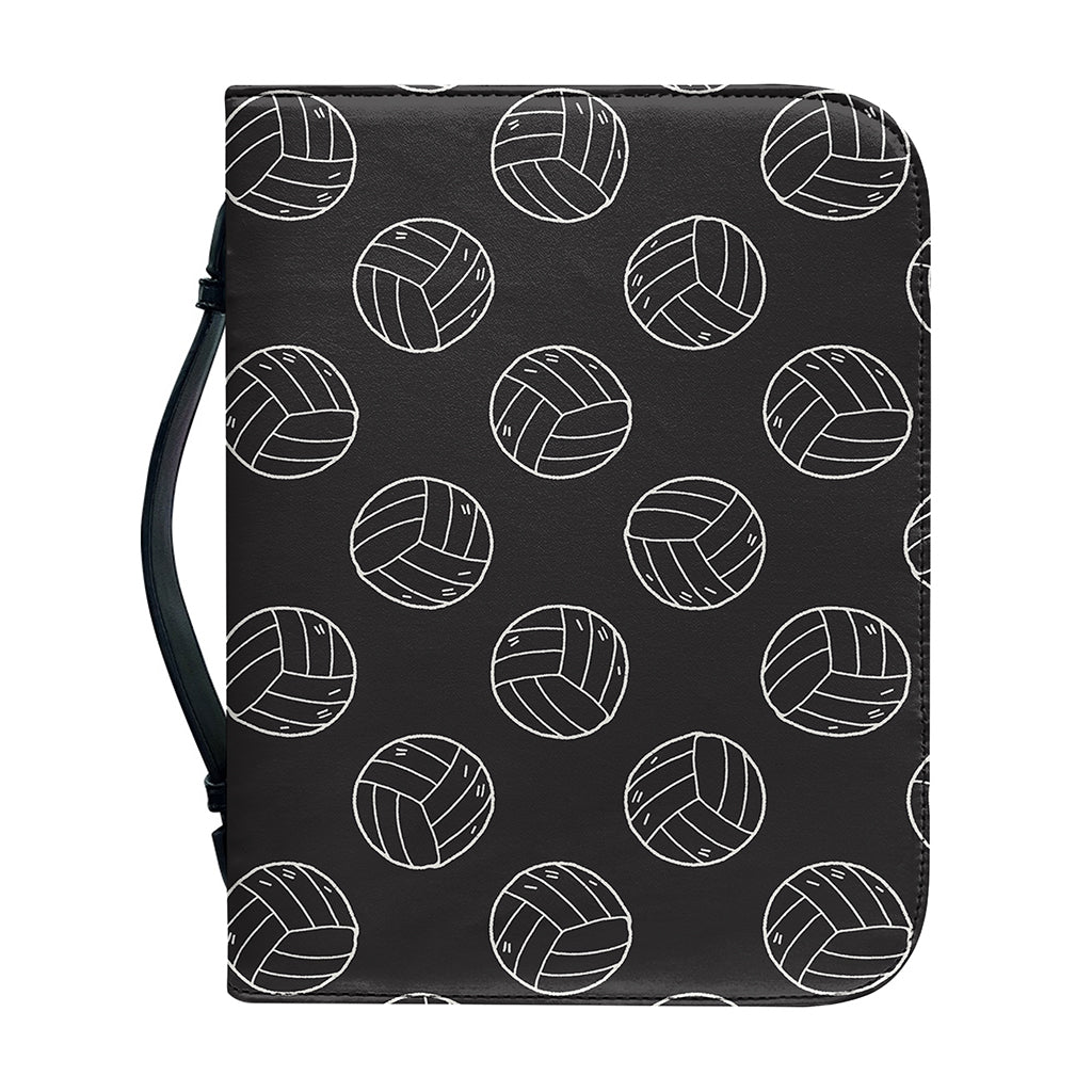 Black And White Volleyball Pattern Print Leather Bible Cover