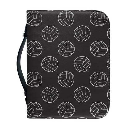 Black And White Volleyball Pattern Print Leather Bible Cover