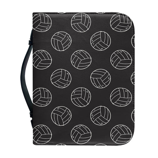 Black And White Volleyball Pattern Print Leather Bible Cover