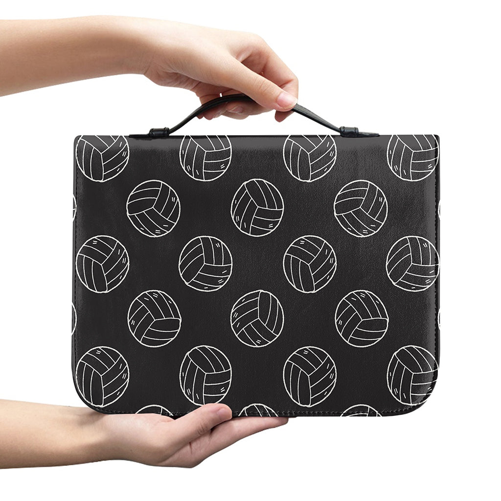 Black And White Volleyball Pattern Print Leather Bible Cover