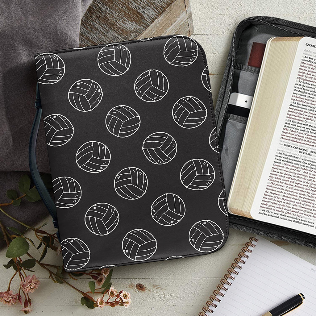 Black And White Volleyball Pattern Print Leather Bible Cover