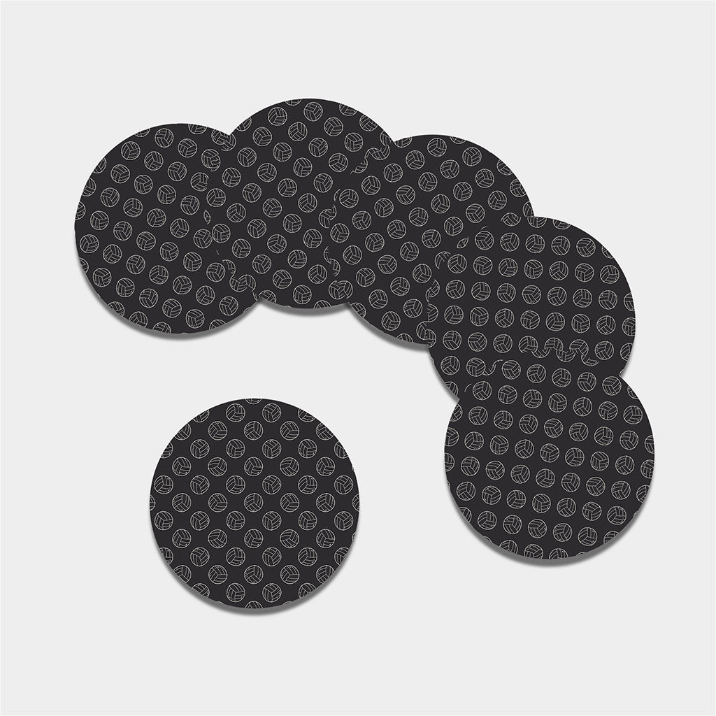 Black And White Volleyball Pattern Print Leather Coaster Set