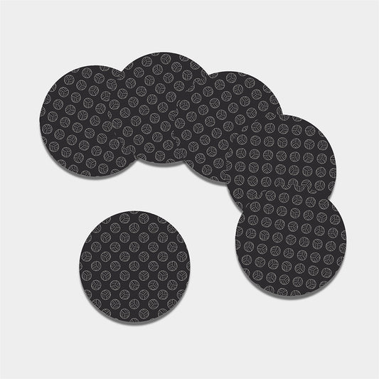 Black And White Volleyball Pattern Print Leather Coaster Set