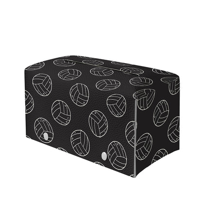 Black And White Volleyball Pattern Print Leather Tissue Box Cover