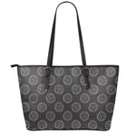 Black And White Volleyball Pattern Print Leather Tote Bag
