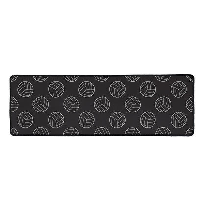 Black And White Volleyball Pattern Print Long Kitchen Mat