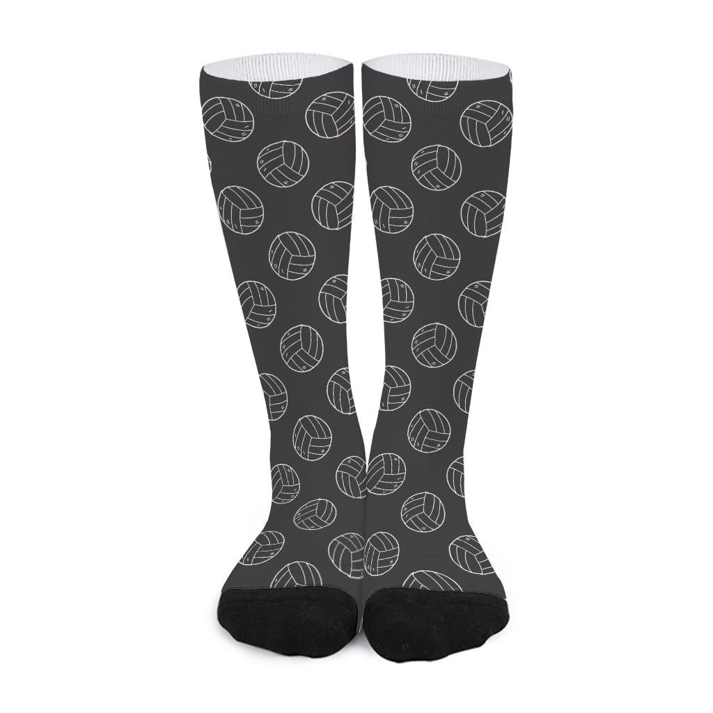 Black And White Volleyball Pattern Print Long Socks