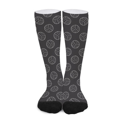 Black And White Volleyball Pattern Print Long Socks