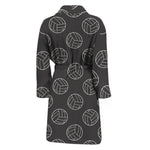 Black And White Volleyball Pattern Print Men's Bathrobe