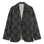 Black And White Volleyball Pattern Print Men's Blazer