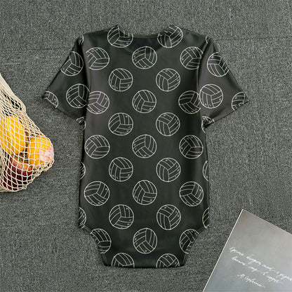 Black And White Volleyball Pattern Print Men's Bodysuit