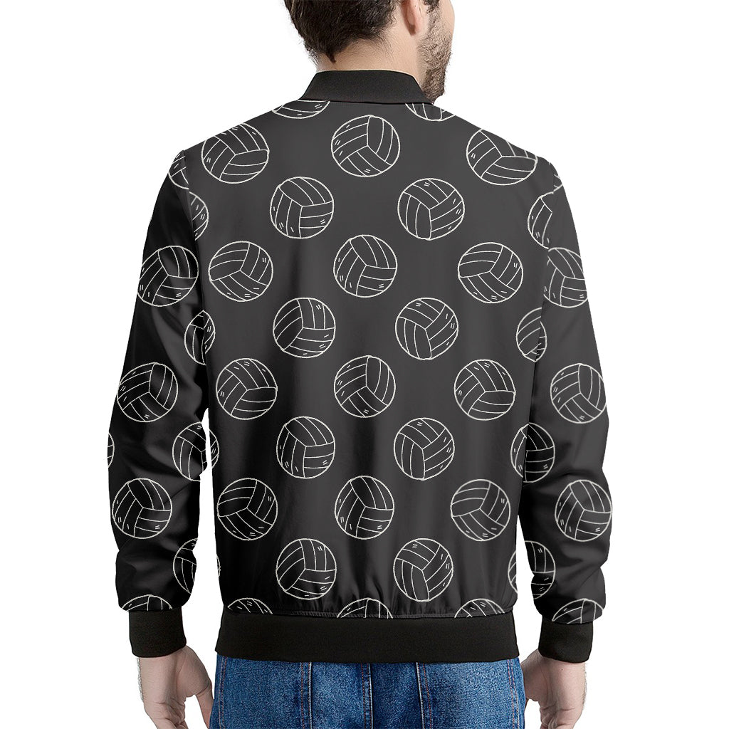 Black And White Volleyball Pattern Print Men's Bomber Jacket