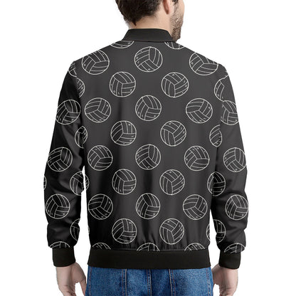 Black And White Volleyball Pattern Print Men's Bomber Jacket