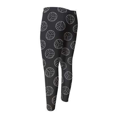 Black And White Volleyball Pattern Print Men's Compression Pants