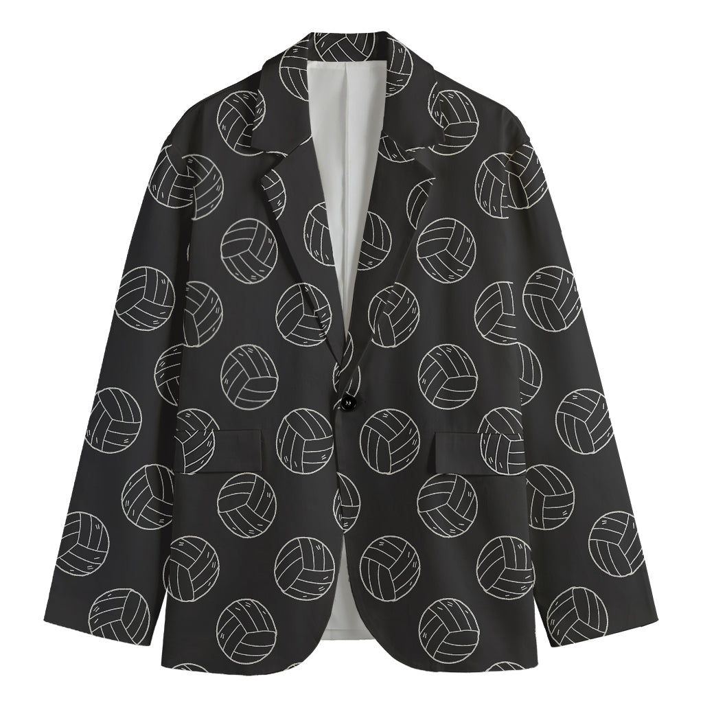 Black And White Volleyball Pattern Print Men's Cotton Blazer