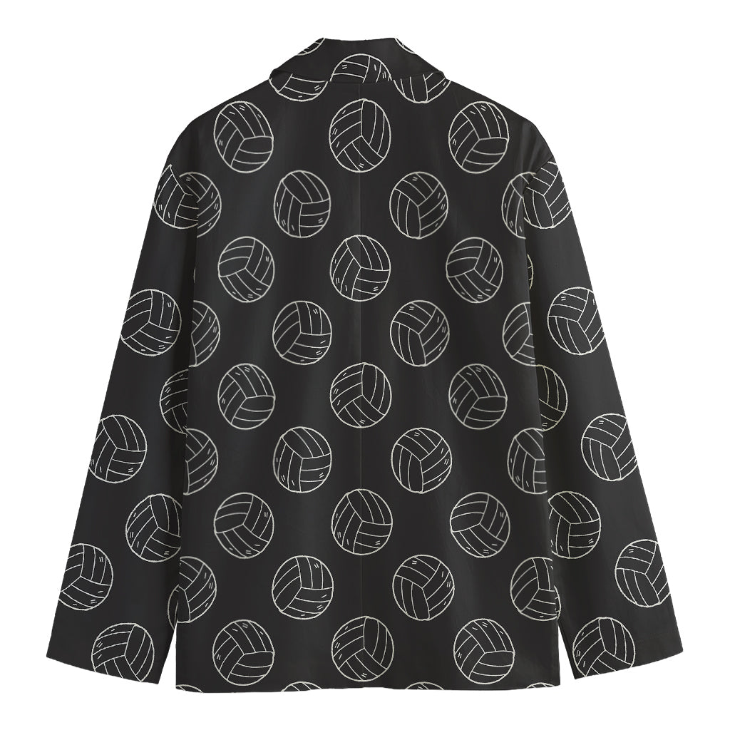 Black And White Volleyball Pattern Print Men's Cotton Blazer