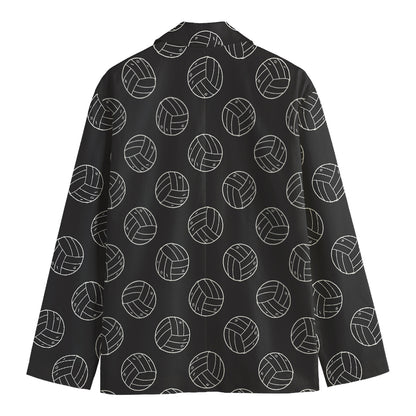 Black And White Volleyball Pattern Print Men's Cotton Blazer