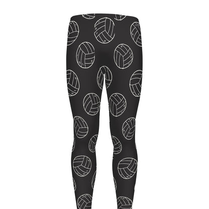Black And White Volleyball Pattern Print Men's leggings
