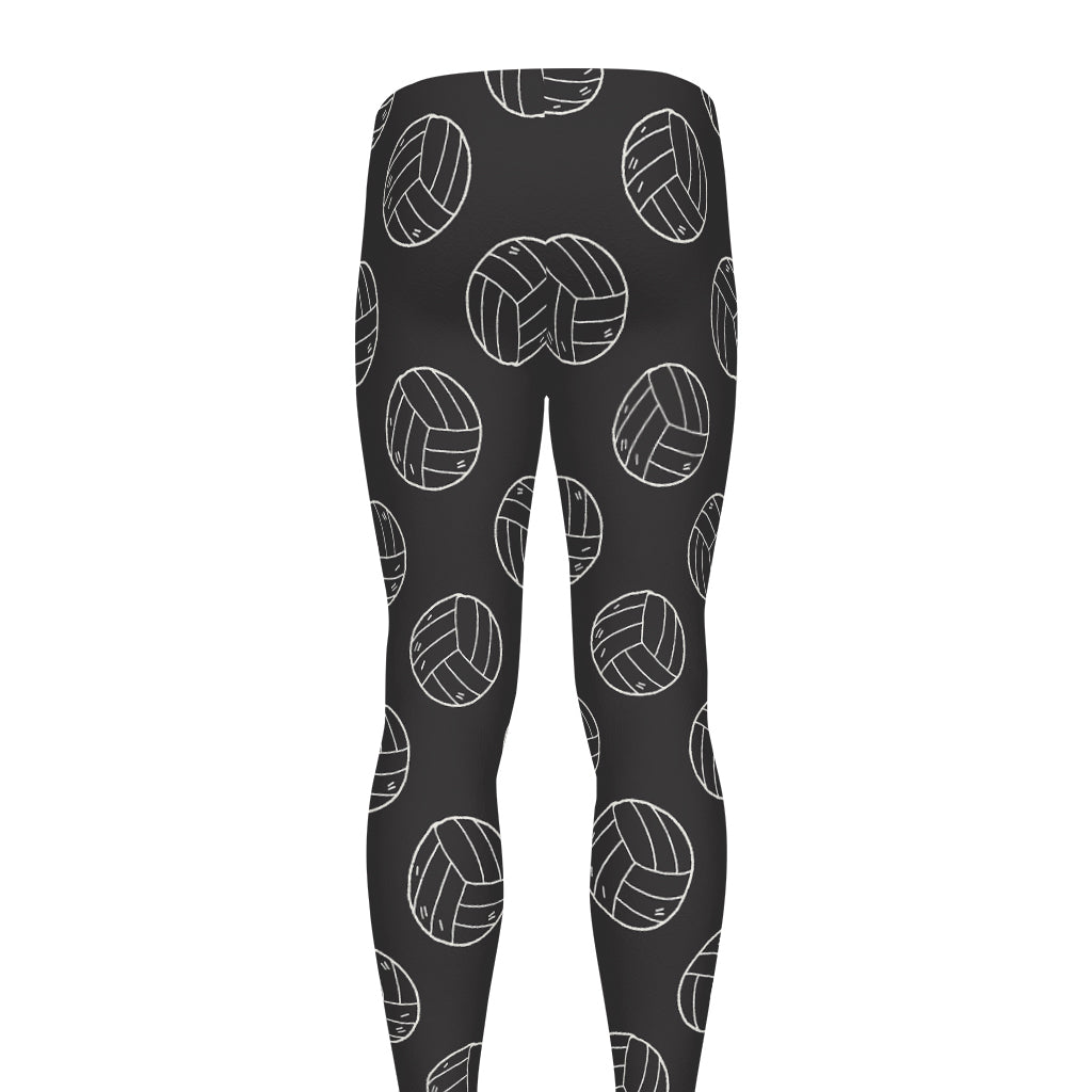 Black And White Volleyball Pattern Print Men's leggings