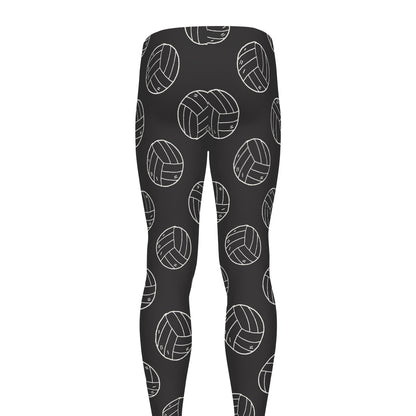 Black And White Volleyball Pattern Print Men's leggings