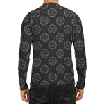 Black And White Volleyball Pattern Print Men's Long Sleeve Rash Guard