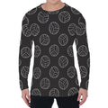 Black And White Volleyball Pattern Print Men's Long Sleeve T-Shirt