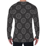 Black And White Volleyball Pattern Print Men's Long Sleeve T-Shirt