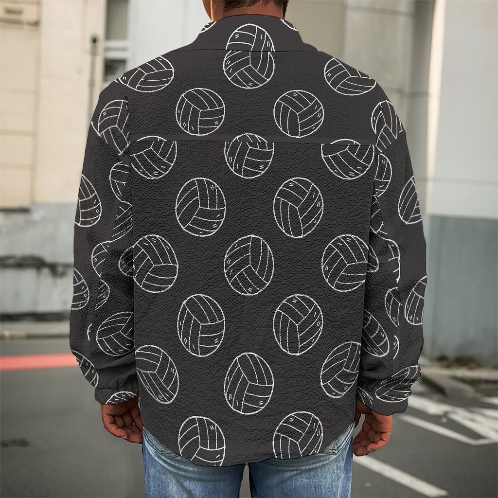 Black And White Volleyball Pattern Print Men's Shirt Jacket