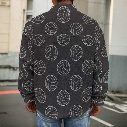 Black And White Volleyball Pattern Print Men's Shirt Jacket