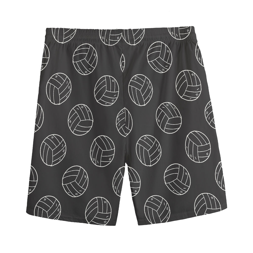 Black And White Volleyball Pattern Print Men's Sports Shorts