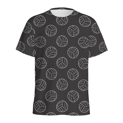 Black And White Volleyball Pattern Print Men's Sports T-Shirt