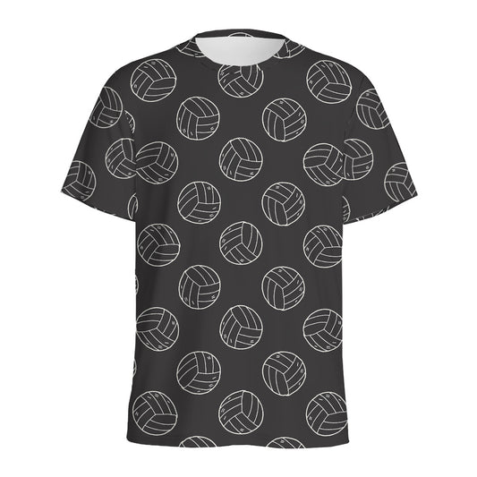 Black And White Volleyball Pattern Print Men's Sports T-Shirt