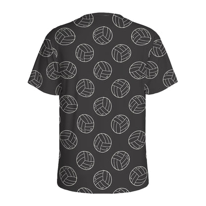 Black And White Volleyball Pattern Print Men's Sports T-Shirt