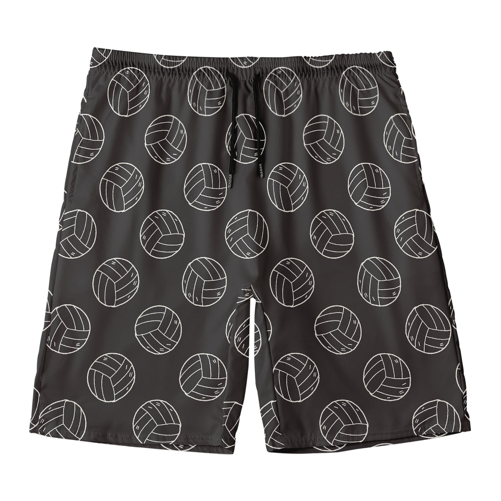 Black And White Volleyball Pattern Print Men's Swim Trunks