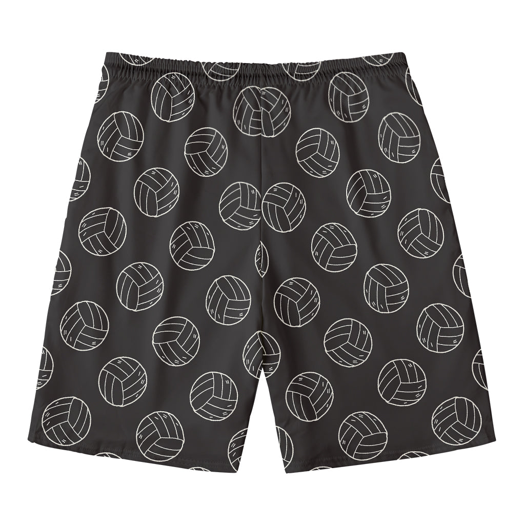 Black And White Volleyball Pattern Print Men's Swim Trunks