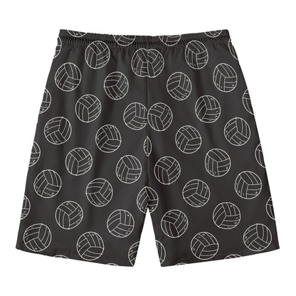 Black And White Volleyball Pattern Print Men's Swim Trunks